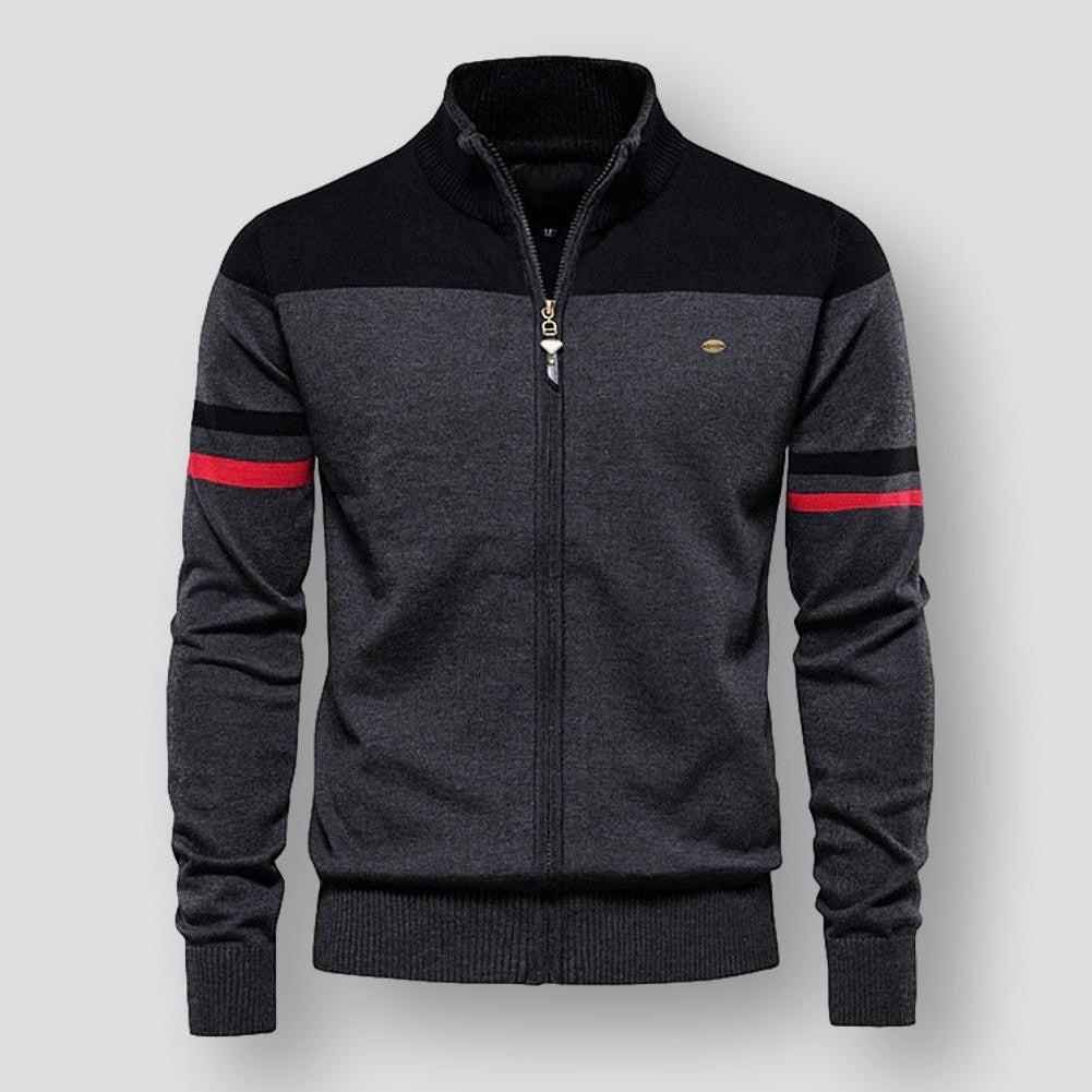 Men's Lightweight Zip-Up Cardigan – Stand-Collar Knit Jacket