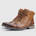 Men's leather-look Lace-Up Boots – Cap-Toe Ankle Boots