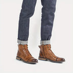 Men's leather-look Lace-Up Boots – Cap-Toe Ankle Boots