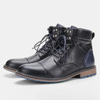 Men's leather-look Lace-Up Boots – Cap-Toe Ankle Boots