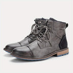 Men's leather-look Lace-Up Boots – Cap-Toe Ankle Boots