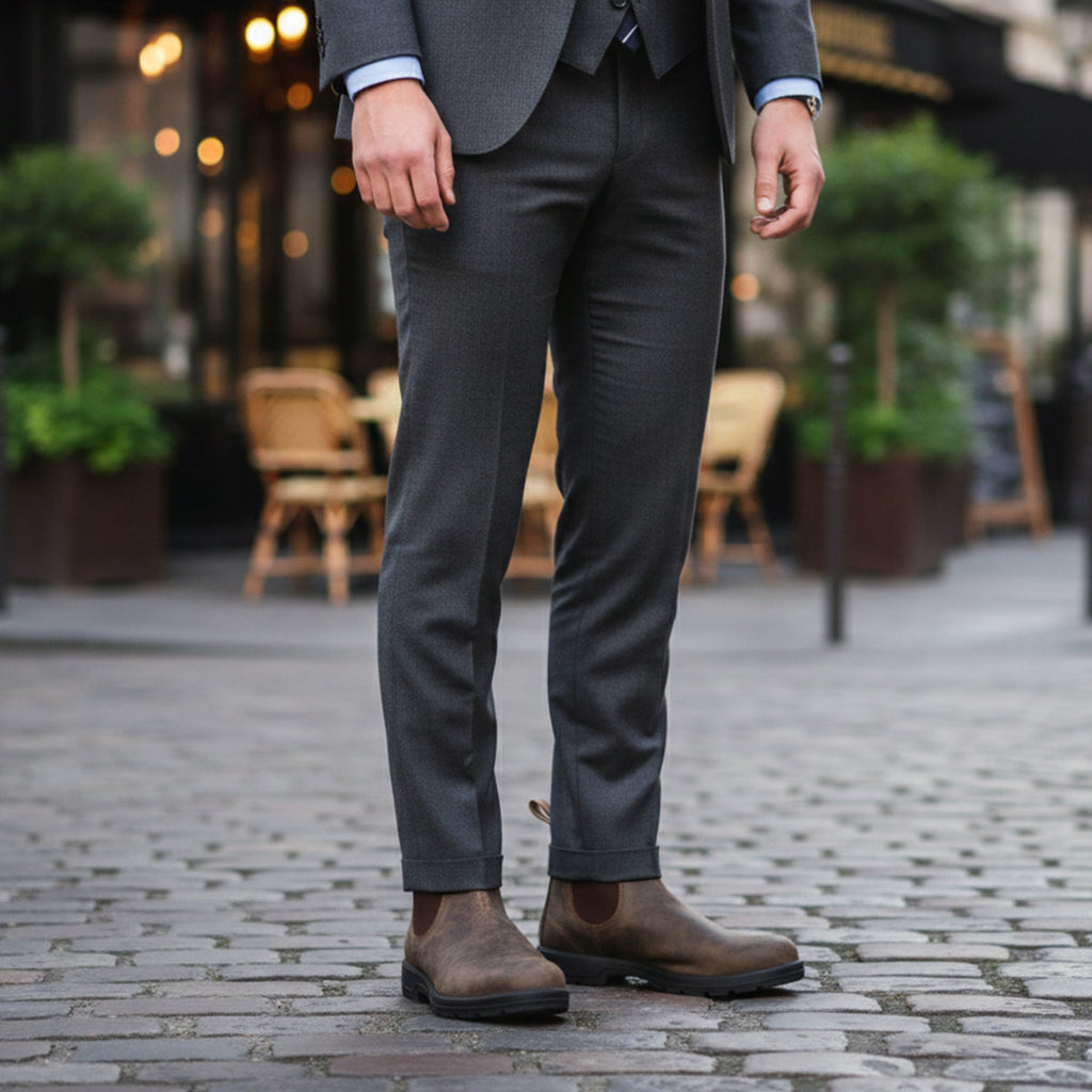 Men's Leather-Look Chelsea Boots – Red Sole Detail