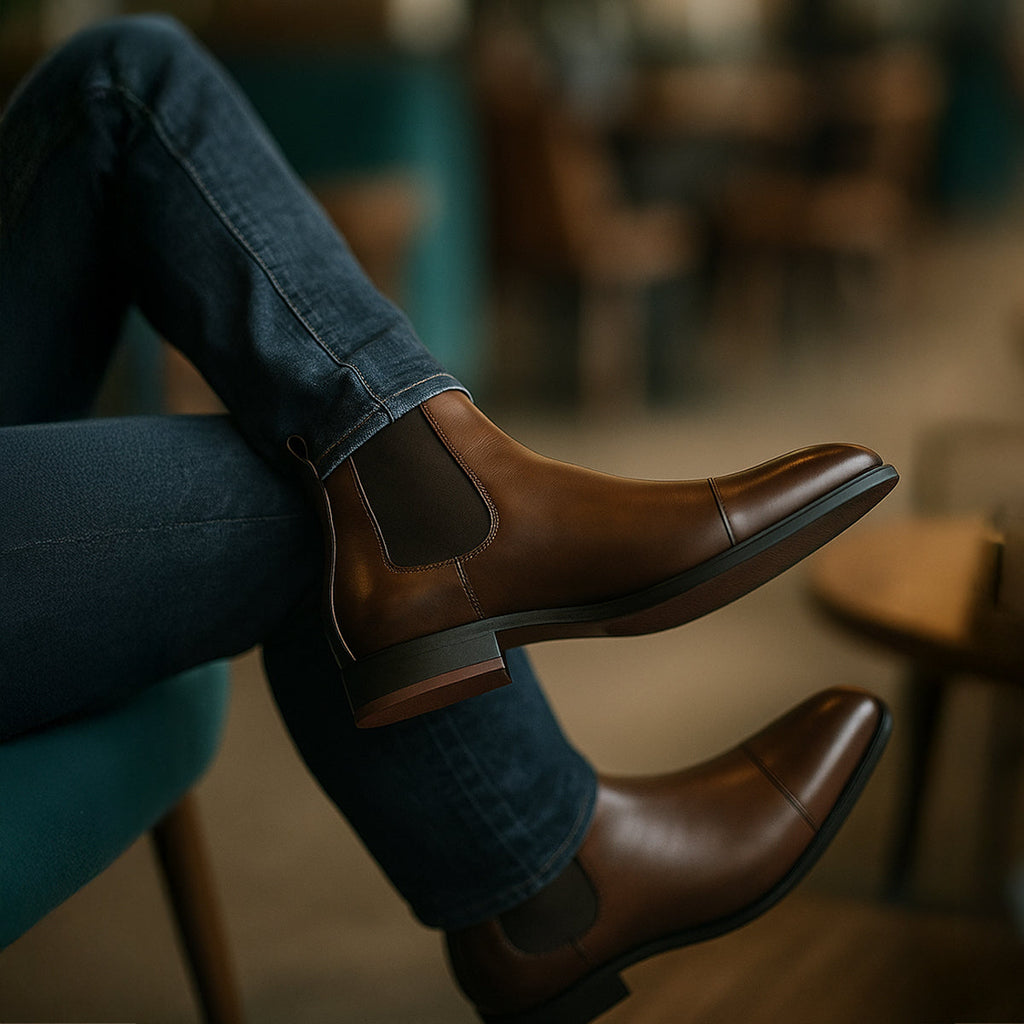 Men's Chelsea Boots – Elastic Side Panels, Red Sole