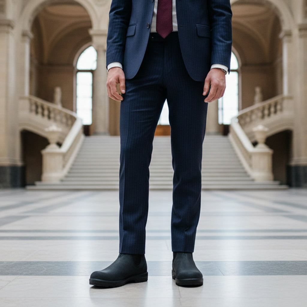 Men's Leather-Look Chelsea Boots – Red Sole Detail