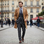 Men's Tailored Classic Overcoat – Lapel Collar, Single-Breasted