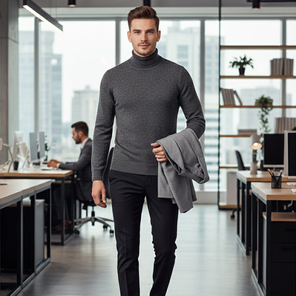 Men's Fine-Knit Turtleneck Jumper – Classic Fit