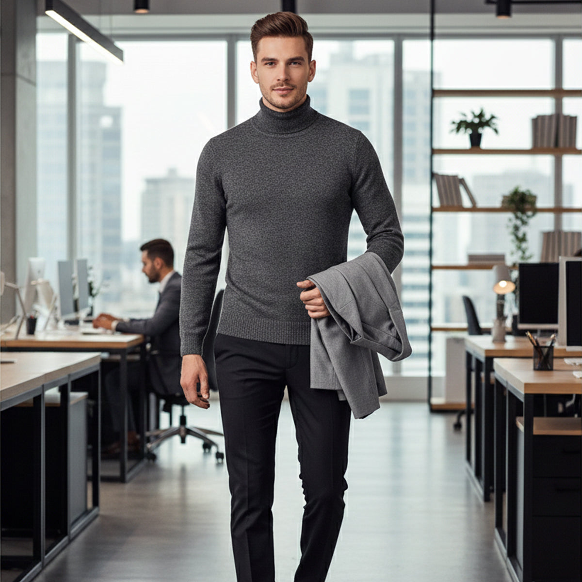 Men's Fine-Knit Turtleneck Jumper – Classic Fit