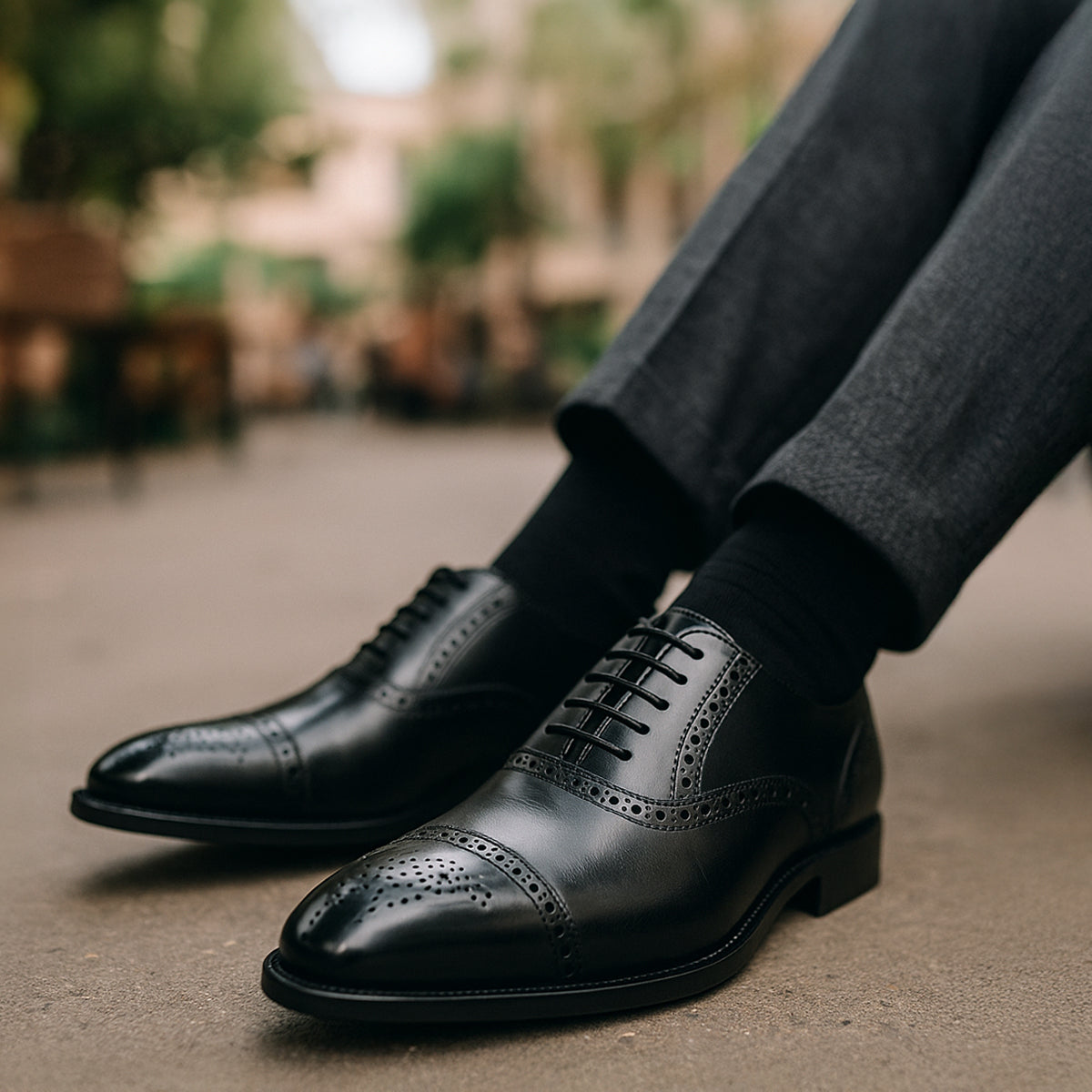 Men's Leather-Look Brogue Dress Shoes – Formal Lace-Up
