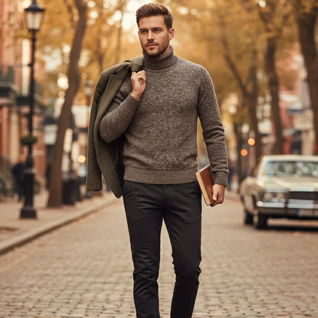 Men's Fine-Knit Turtleneck Jumper – Classic Fit