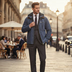 Men's Fleece-Lined Hooded Jacket – Drawstring Hood, Ribbed Cuffs