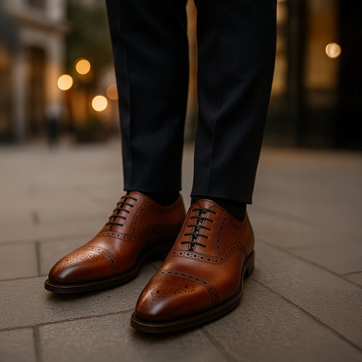Men's Leather-Look Brogue Dress Shoes – Formal Lace-Up