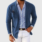 Men's Knitted Blazer Cardigan – Lapel-Collar Button-Front Jacket