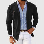 Men's Knitted Blazer Cardigan – Lapel-Collar Button-Front Jacket