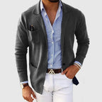 Men's Knitted Blazer Cardigan – Lapel-Collar Button-Front Jacket