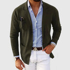 Men's Knitted Blazer Cardigan – Lapel-Collar Button-Front Jacket
