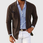 Men's Knitted Blazer Cardigan – Lapel-Collar Button-Front Jacket