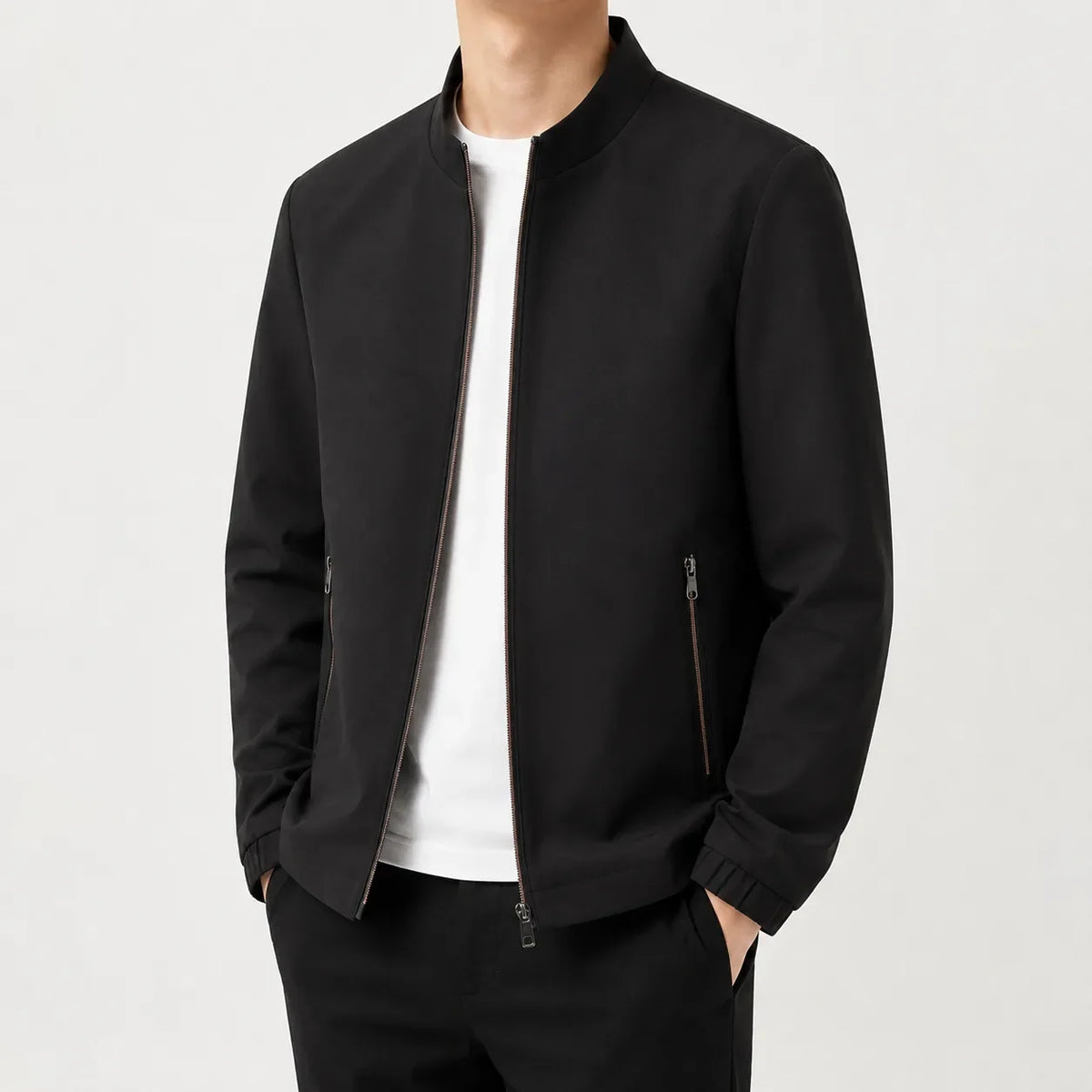 Men's Bomber Jacket with Mandarin Collar
