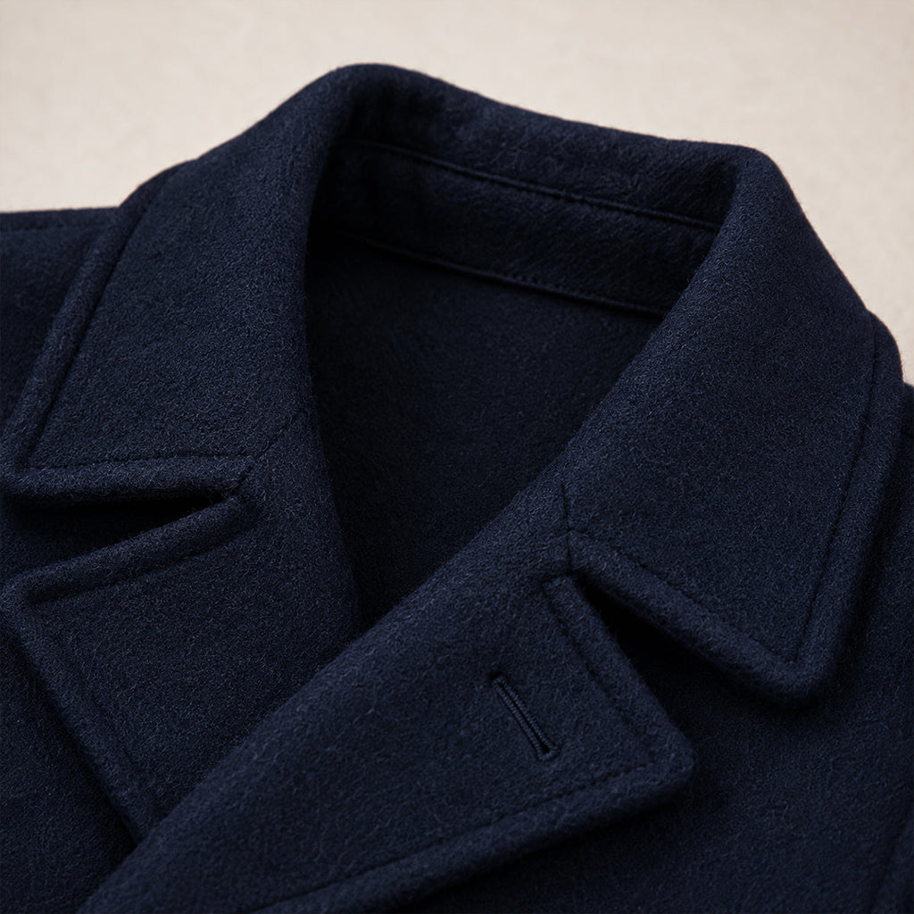 Men's Double-Breasted Wool-Blend Peacoat – Navy Blue
