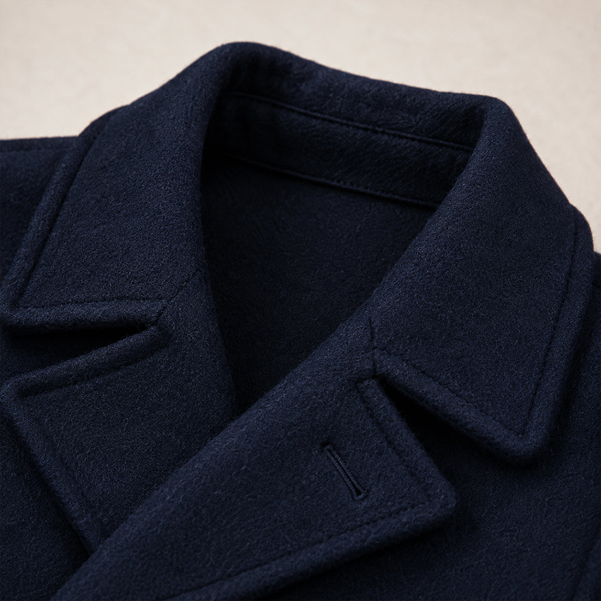 Men's Double-Breasted Wool-Blend Peacoat – Navy Blue