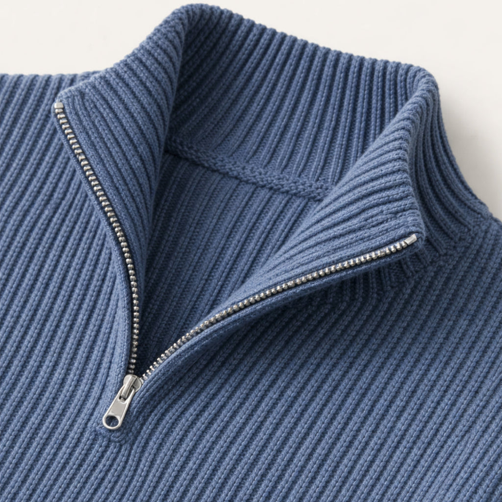Men's Soft-Knit Half-Zip Jumper – Ribbed Texture