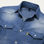 Men's Stretch Denim Shirt – Slim Fit, Chest Flap Pockets