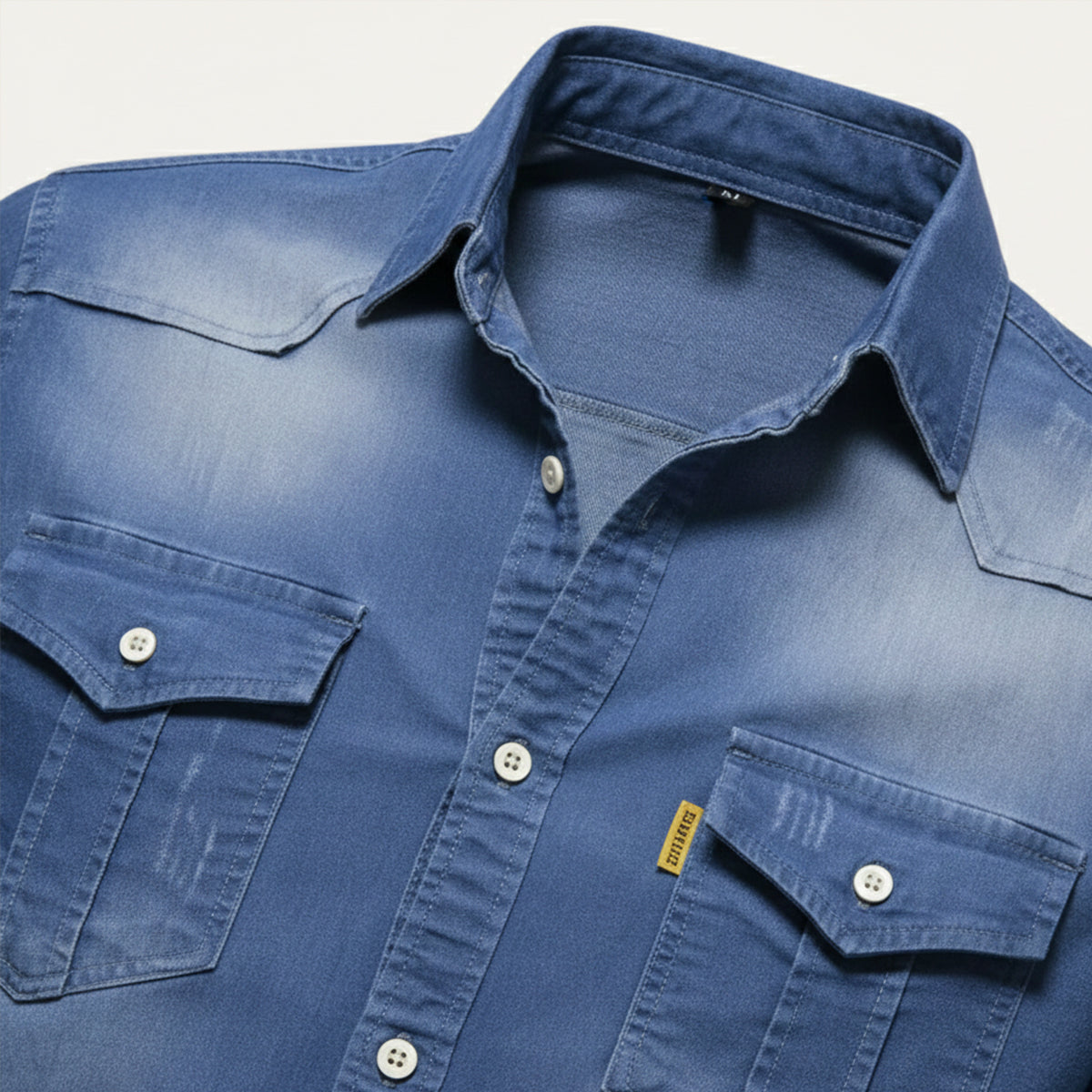 Men's Stretch Denim Shirt – Slim Fit, Chest Flap Pockets