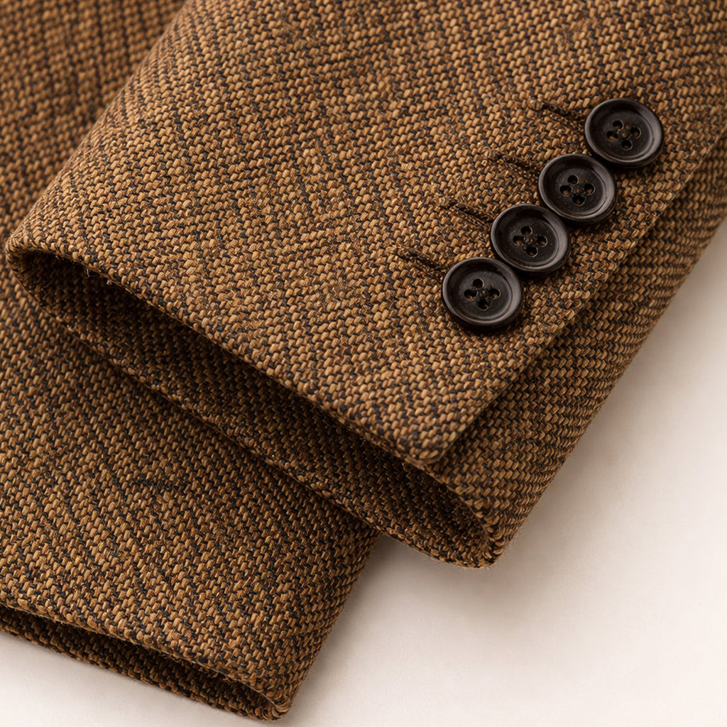 Men's Herringbone Tweed-Style Blazer – Tailored Slim Fit