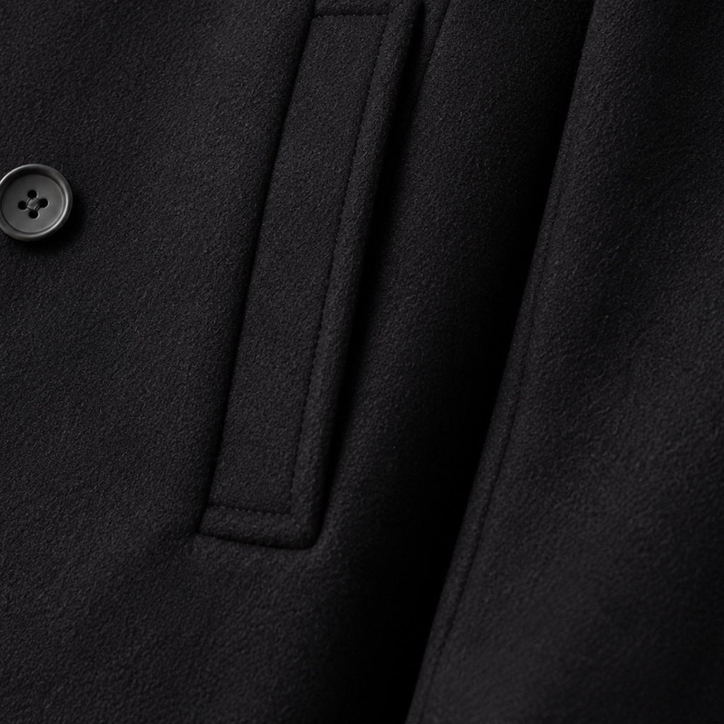 Men's Double-Breasted Wool-Blend Peacoat – Black