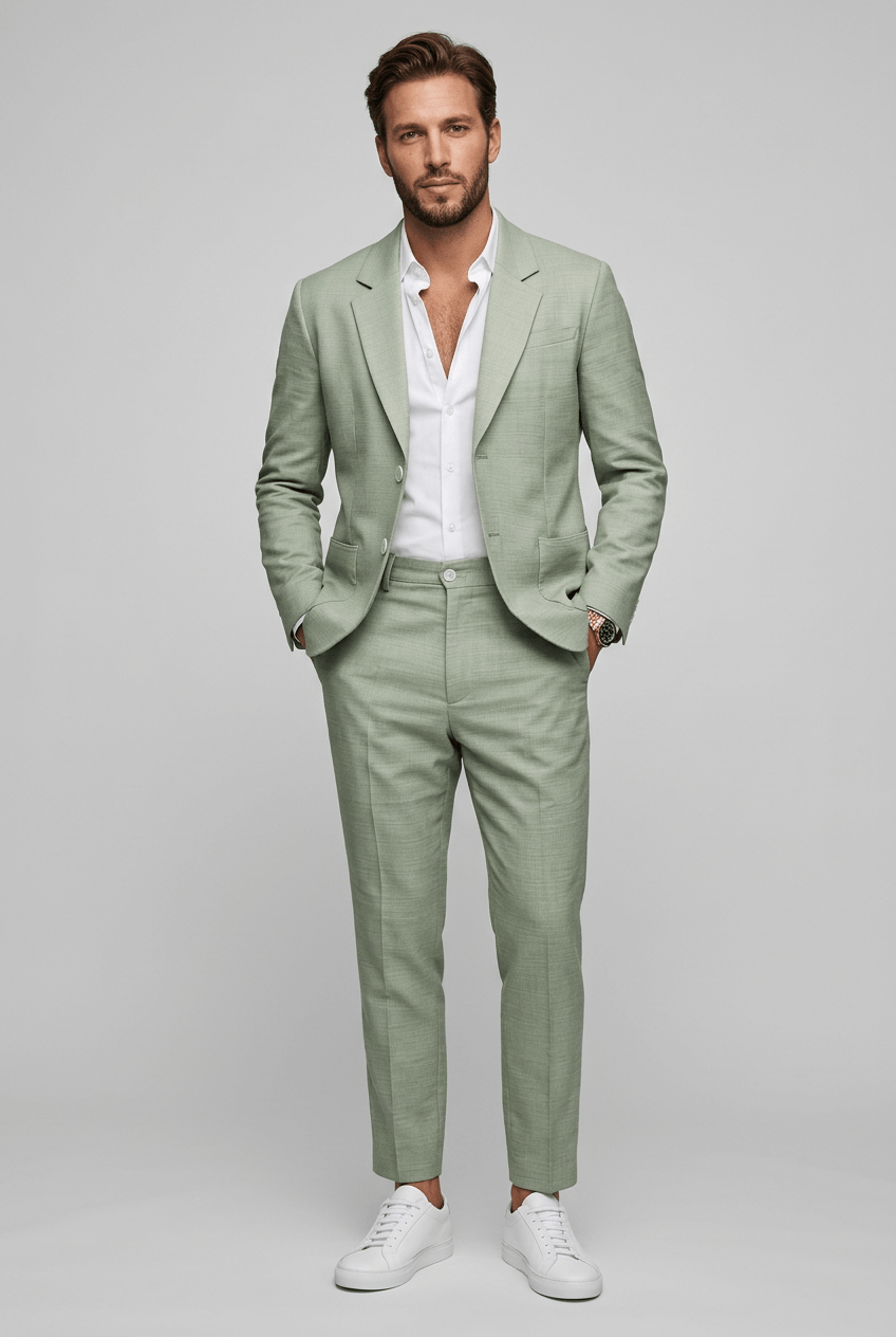 Men's Slim-Fit Two-Piece Suit – Notch-Lapel Blazer and Tailored Trousers