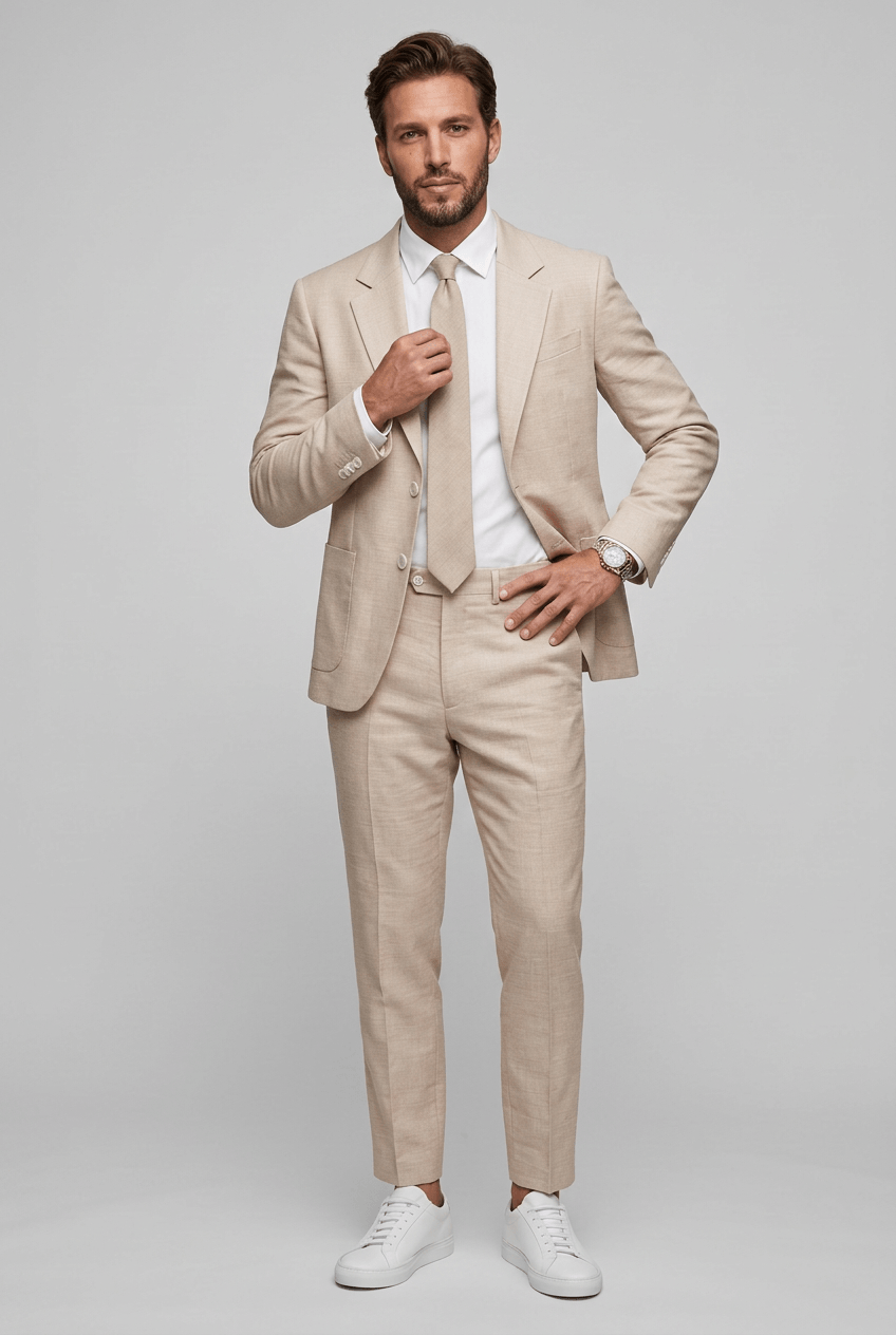 Men's Slim-Fit Two-Piece Suit – Notch-Lapel Blazer and Tailored Trousers