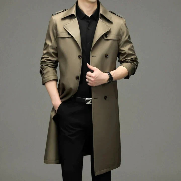 Men's Double-Breasted Trench Coat – Longline Tailored Design