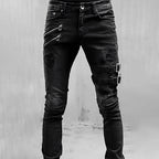 Men's Slim Fit Stretch Denim Jeans – Distressed Utility Style Trousers