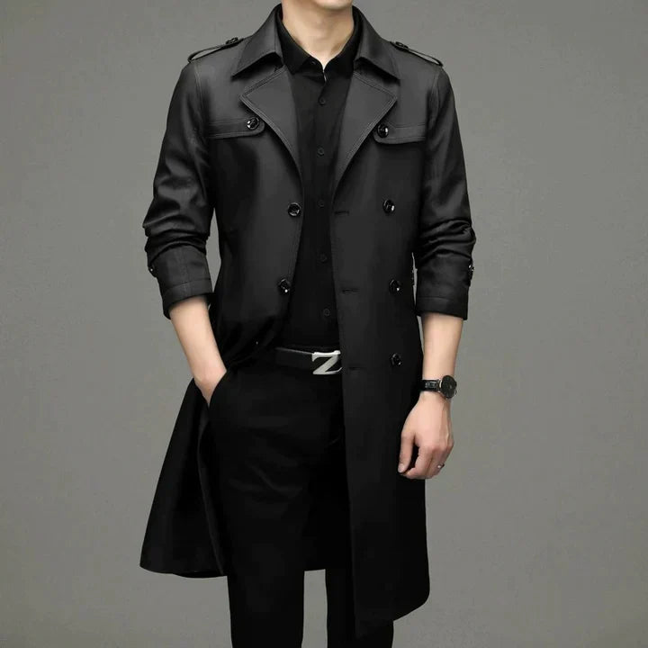 Men's Double-Breasted Trench Coat – Longline Tailored Design