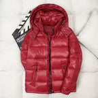 Men's Glossy Hooded Down Puffer Jacket – Windproof Insulated Winter