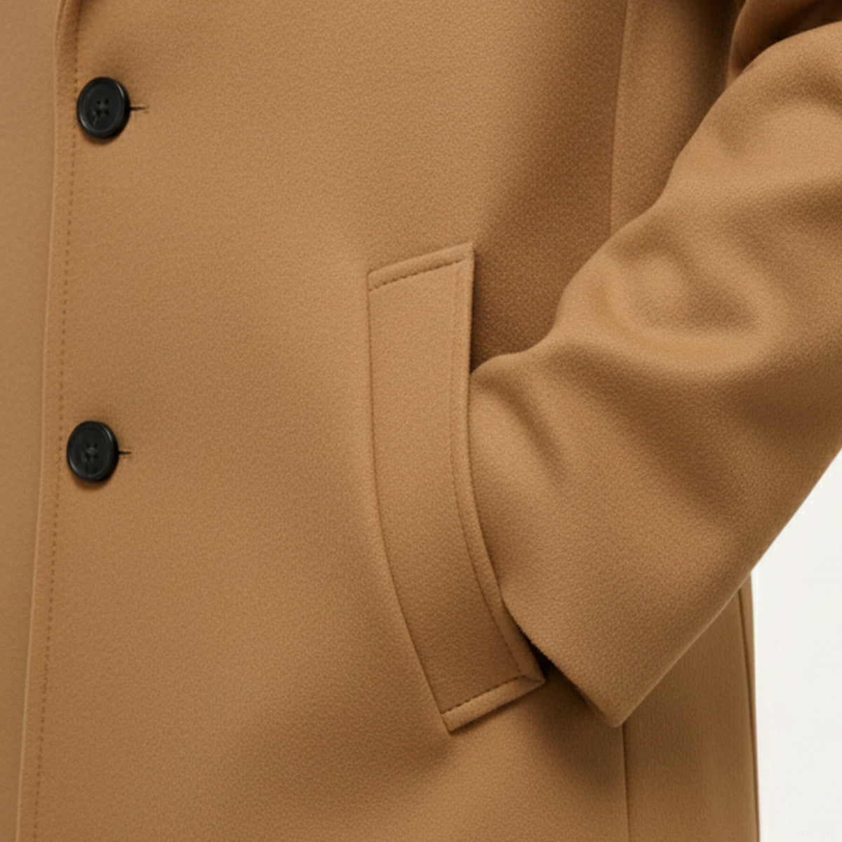 Men's Tailored Classic Overcoat – Lapel Collar, Single-Breasted