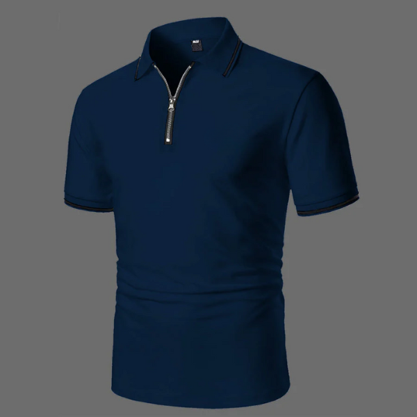 Men's Zip-neck Polo Shirt with short sleeves and zip