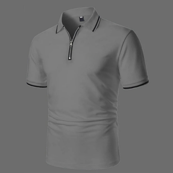 Men's Zip-neck Polo Shirt with short sleeves and zip