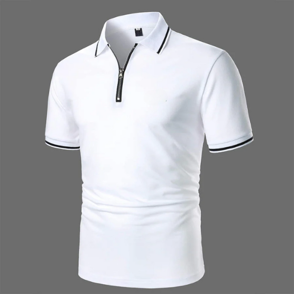 Men's Zip-neck Polo Shirt with short sleeves and zip
