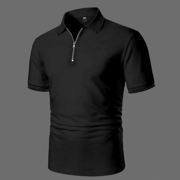Men's Zip-neck Polo Shirt with short sleeves and zip
