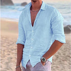Men's Slim-Fit Long-Sleeve Summer Shirt – Lightweight Button-Up