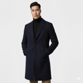 Men's Single-Breasted Long Overcoat – Slim-Fit Tailored Coat