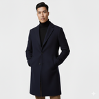 Men's Single-Breasted Long Overcoat – Slim-Fit Tailored Coat