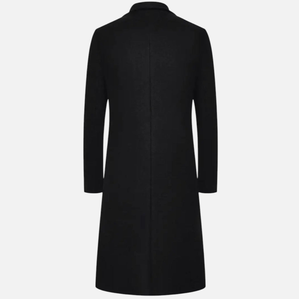 Men's Single-Breasted Long Overcoat – Slim-Fit Tailored Coat