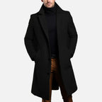 Men's Single-Breasted Long Overcoat – Slim-Fit Tailored Coat