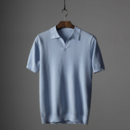 Men's Textured Knit Polo Shirt – Open Collar