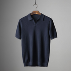 Men's Textured Knit Polo Shirt – Open Collar