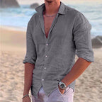 Men's Slim-Fit Long-Sleeve Summer Shirt – Lightweight Button-Up