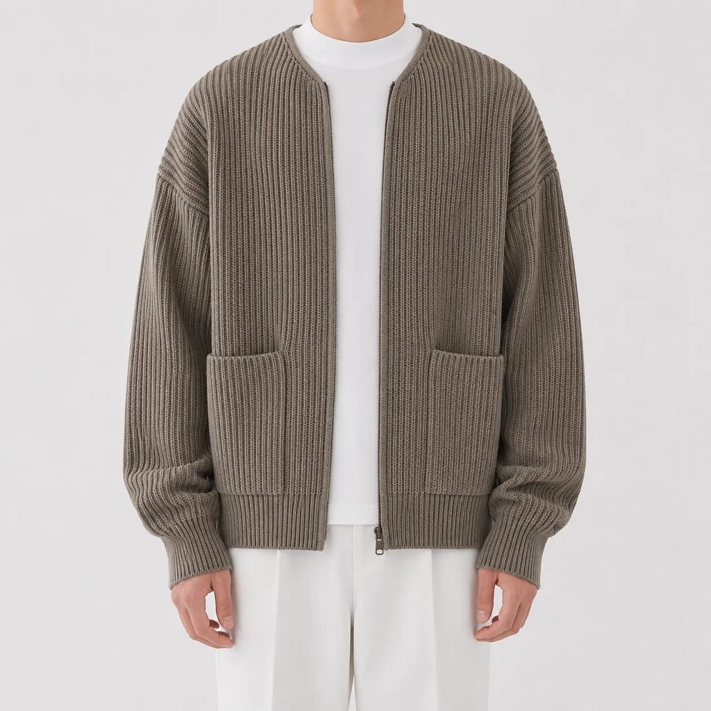 Men's Cardigan with Funnel Neck