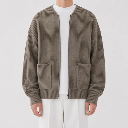 Men's Cardigan with Funnel Neck
