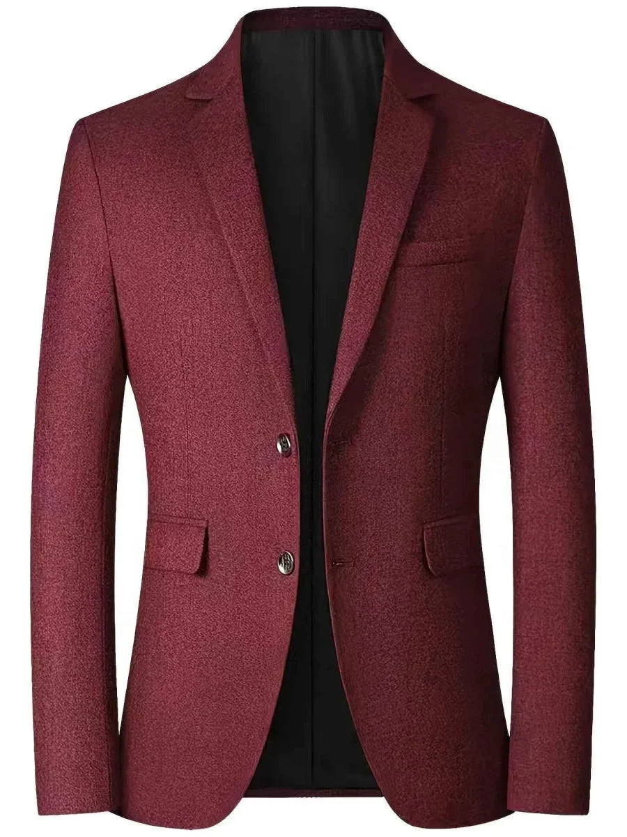 Men's Tailored Regular-Fit Blazer – Textured Two-Button Jacket